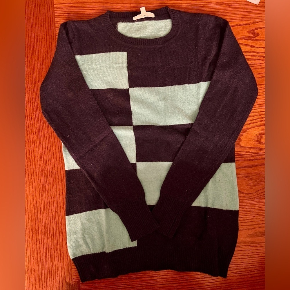 41 Hawthorn Sweater Women Small Navy Mint Green Excellent Angora Colorblock